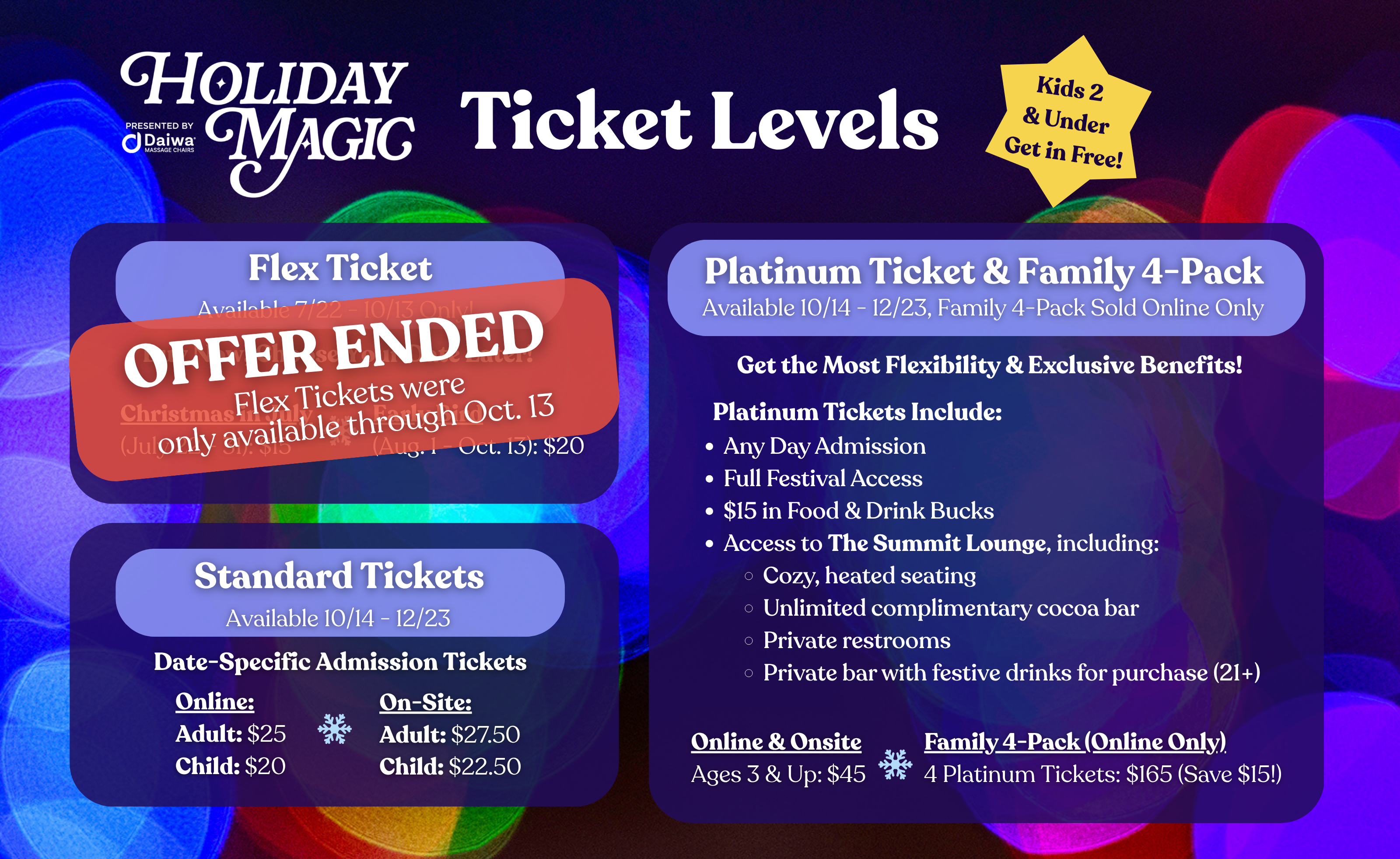Holiday Magic ticket levels