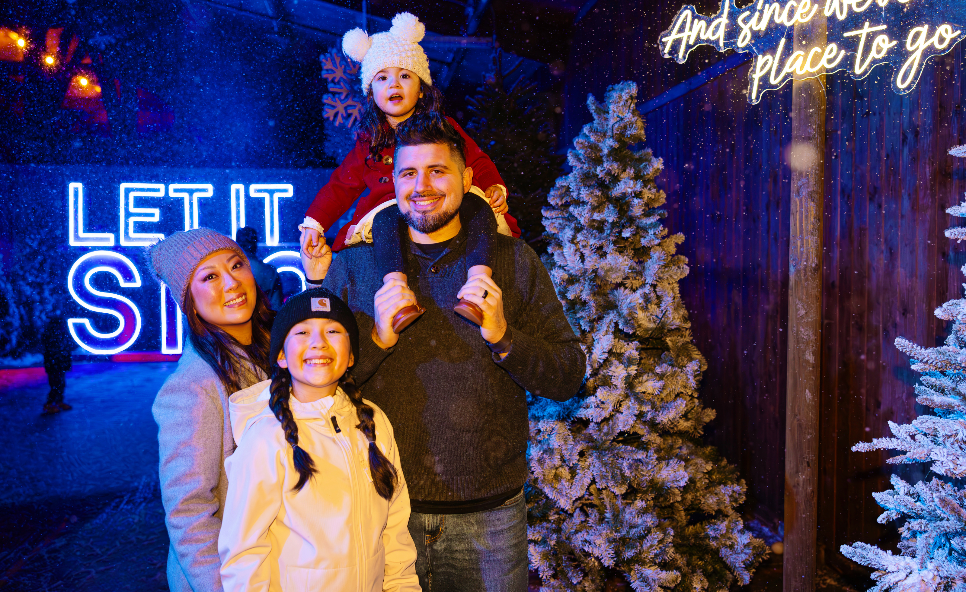 Family Posing at Let It Snow