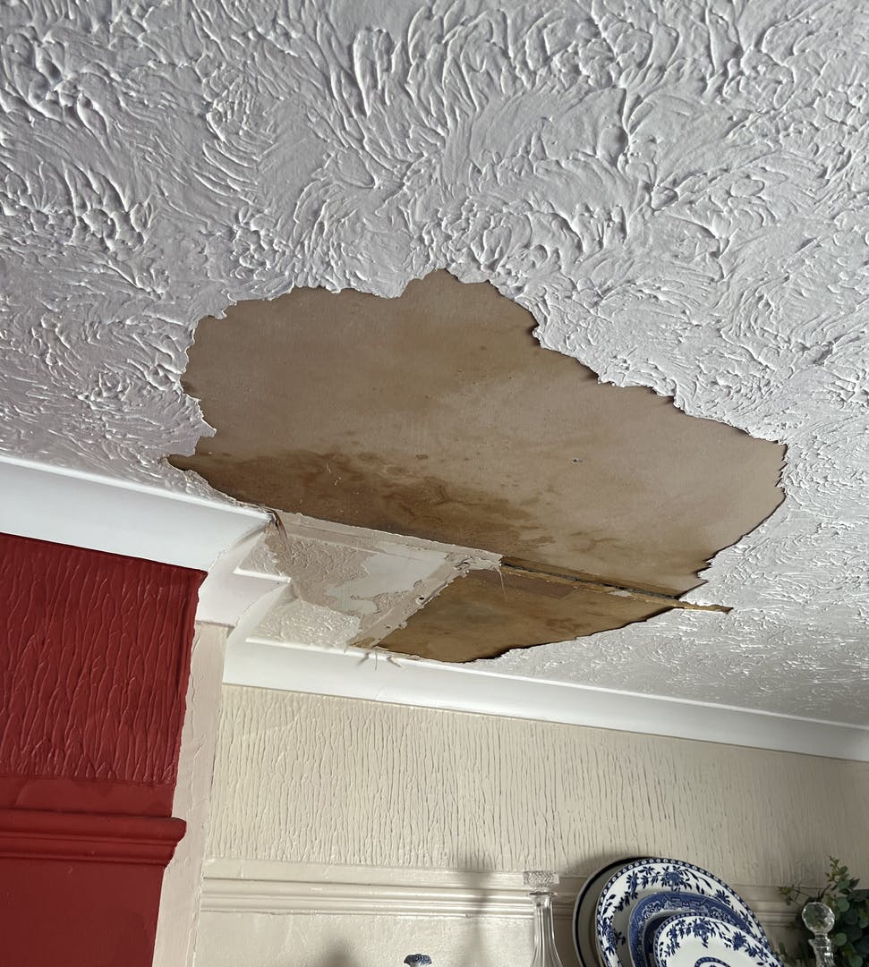 Water damage on a ceiling