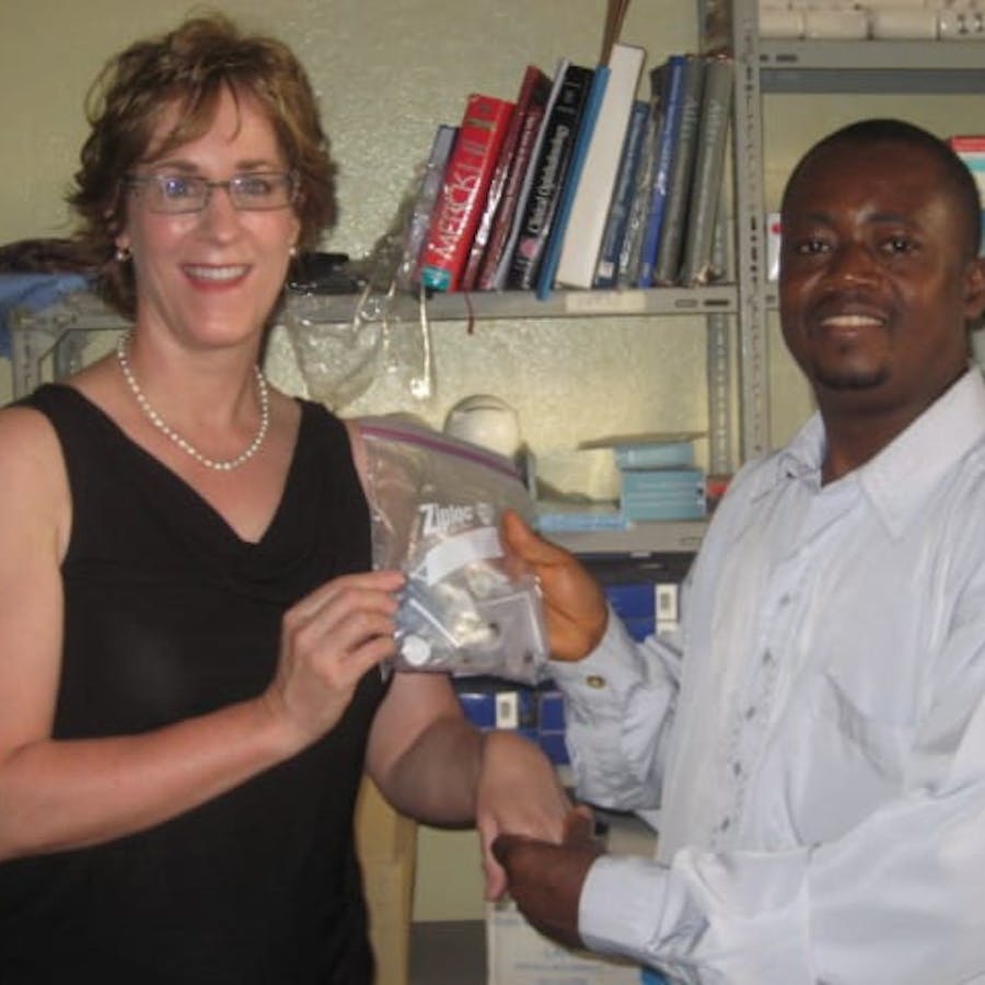 doctor giving supplies