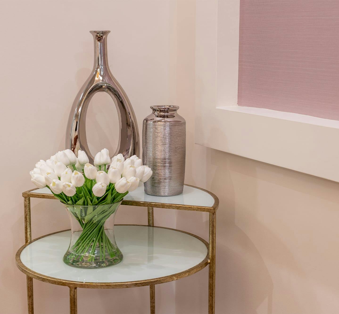 vases on end table