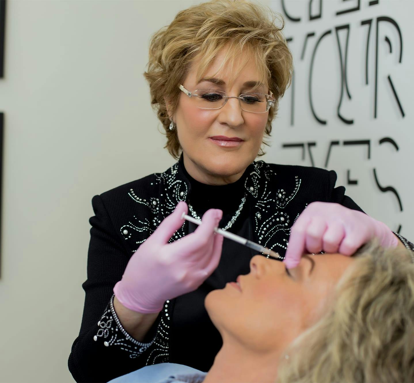 patient receiving facial injection