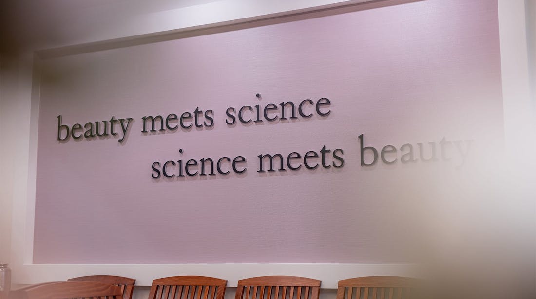 beauty meets science, science meets beauty inspirational signage