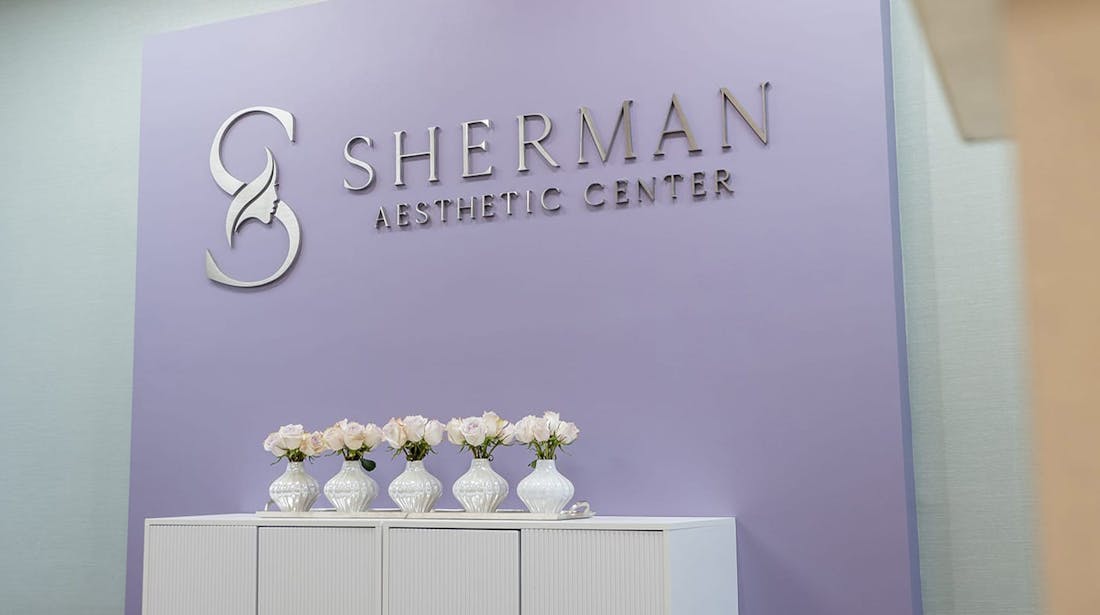 Sherman Aesthetic Center signage in reception