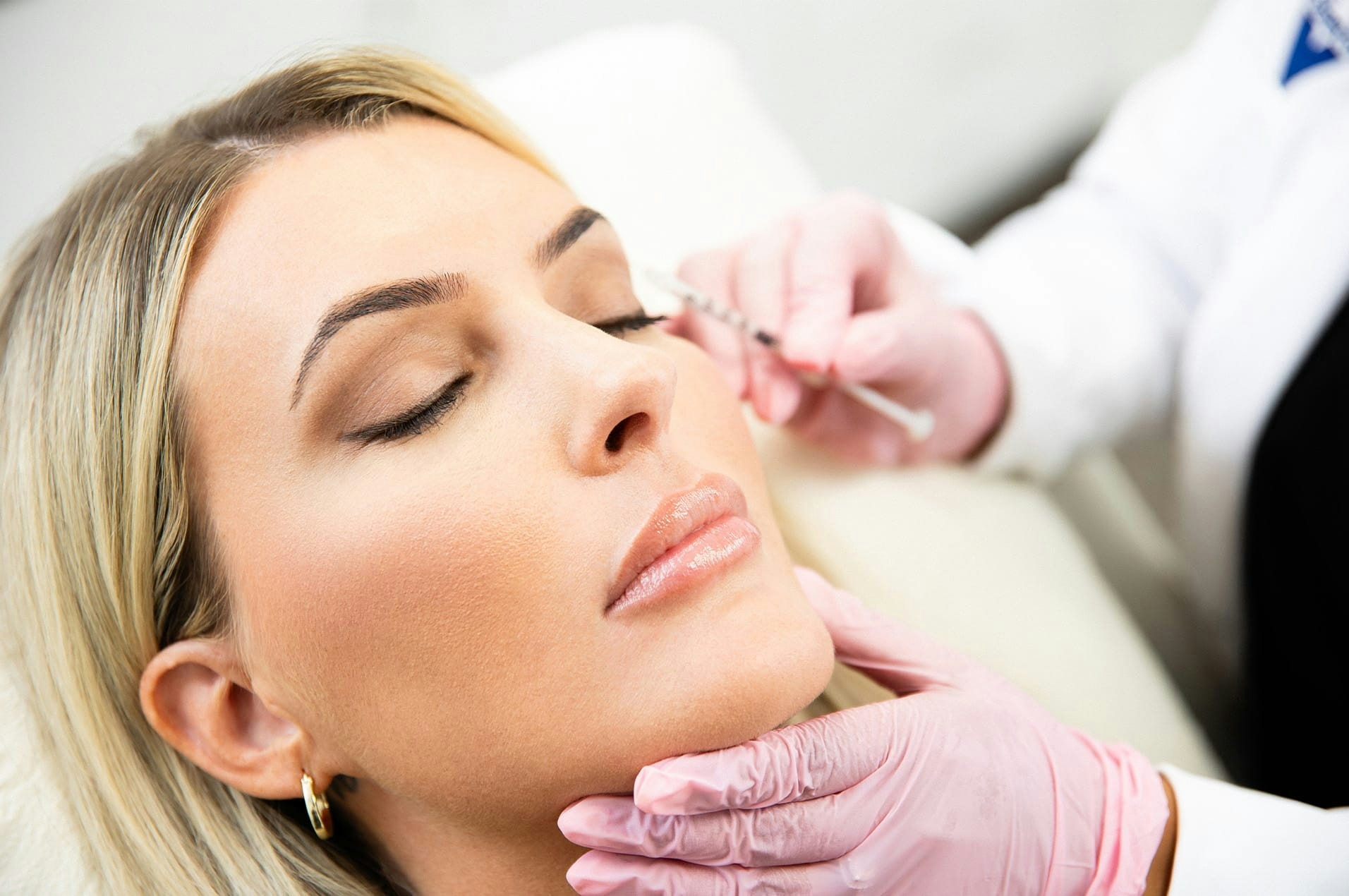 Woman getting injectable treatment
