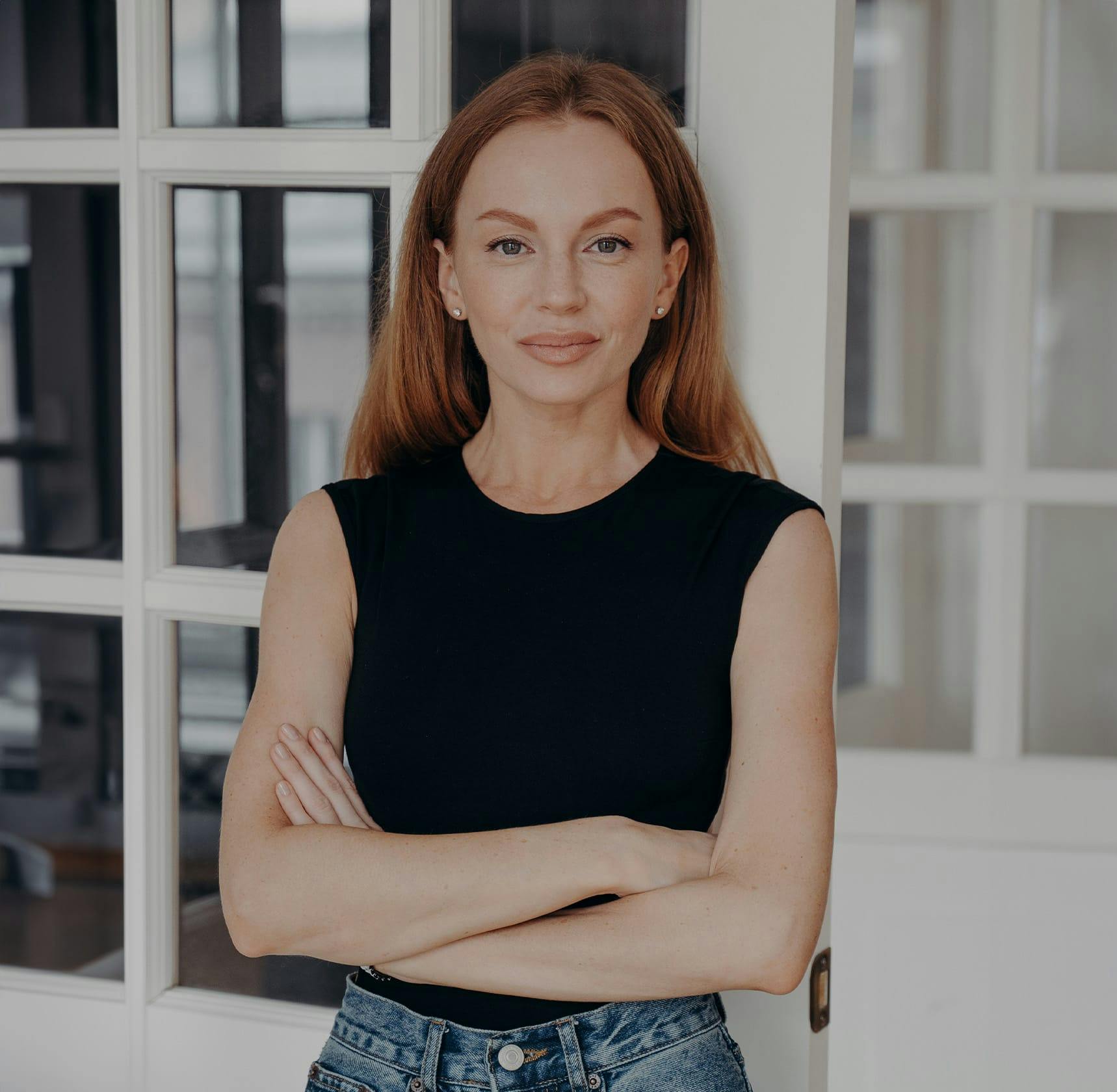 Woman looking into camera