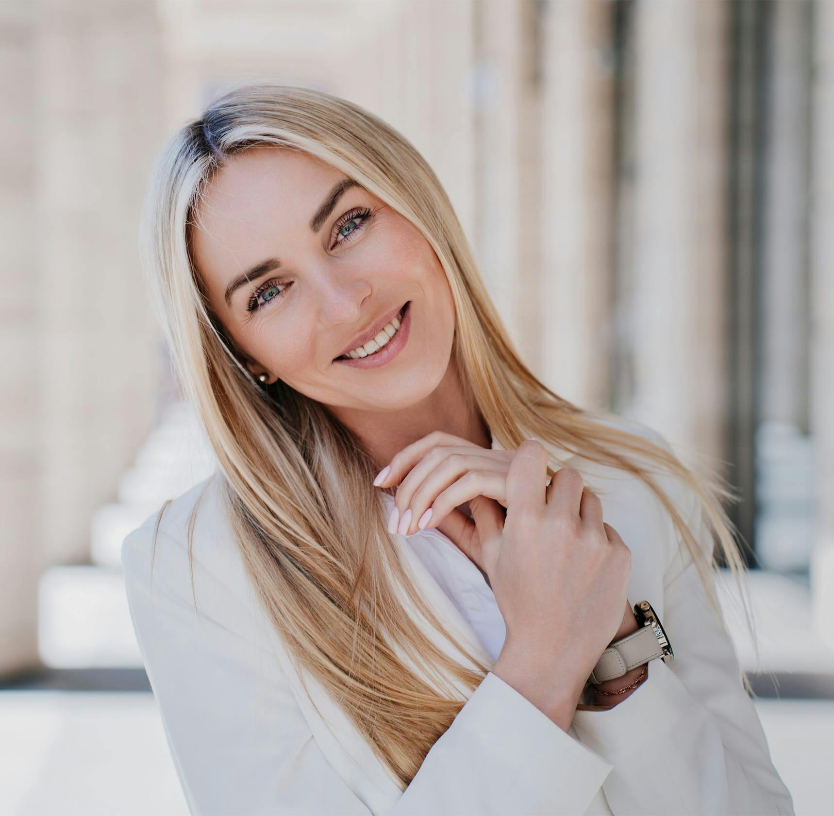 Woman smiling at camera