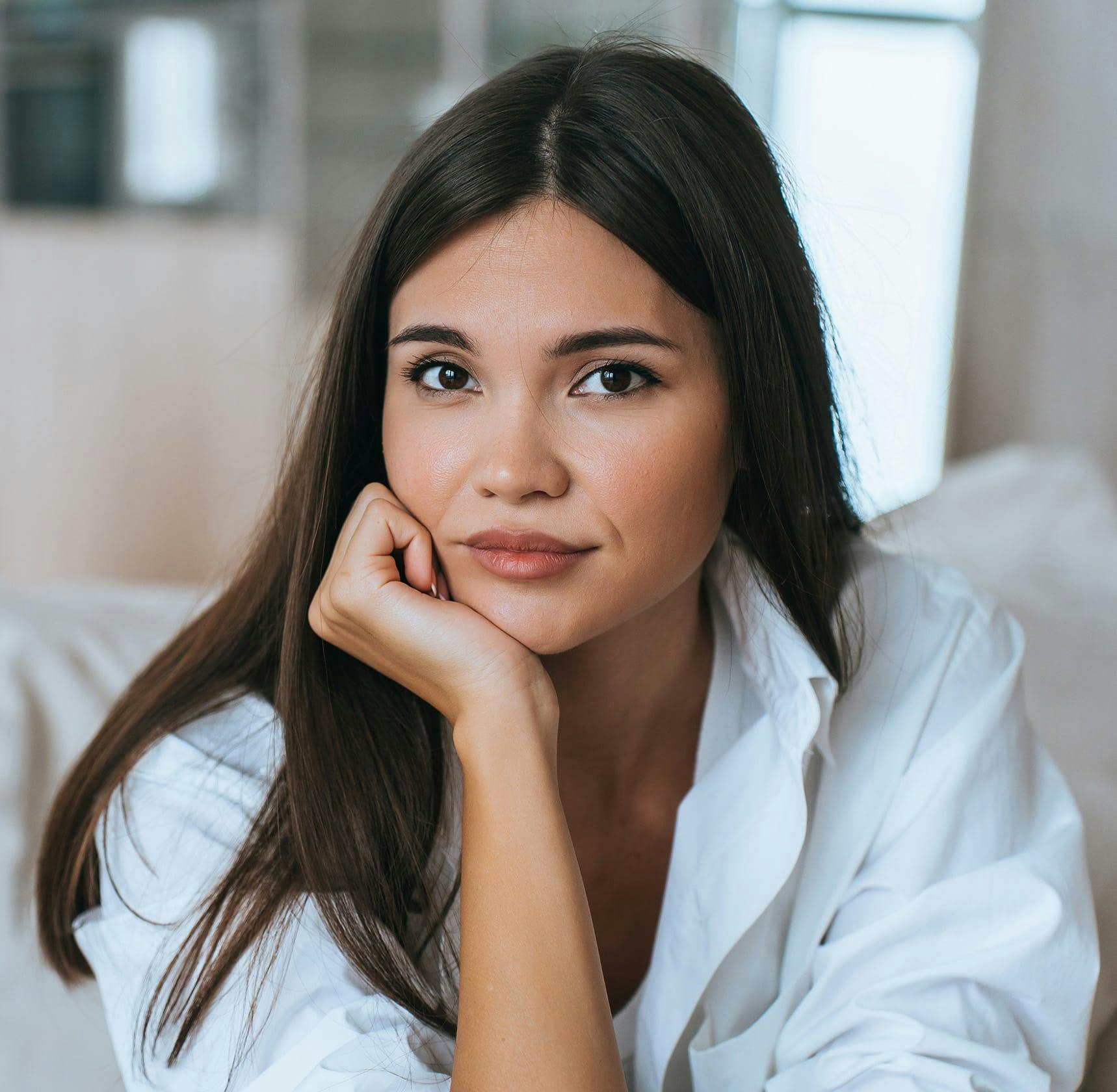 Woman looking into camera
