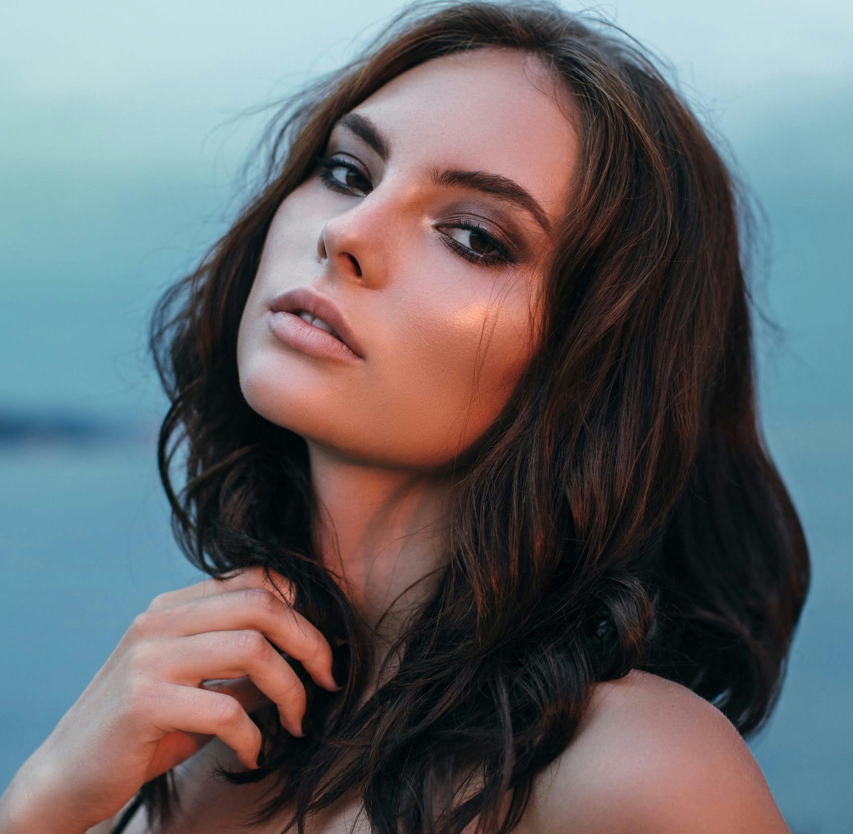 Woman looking into camera