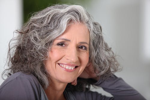 Old woman with gray hair Old woman with gray hair