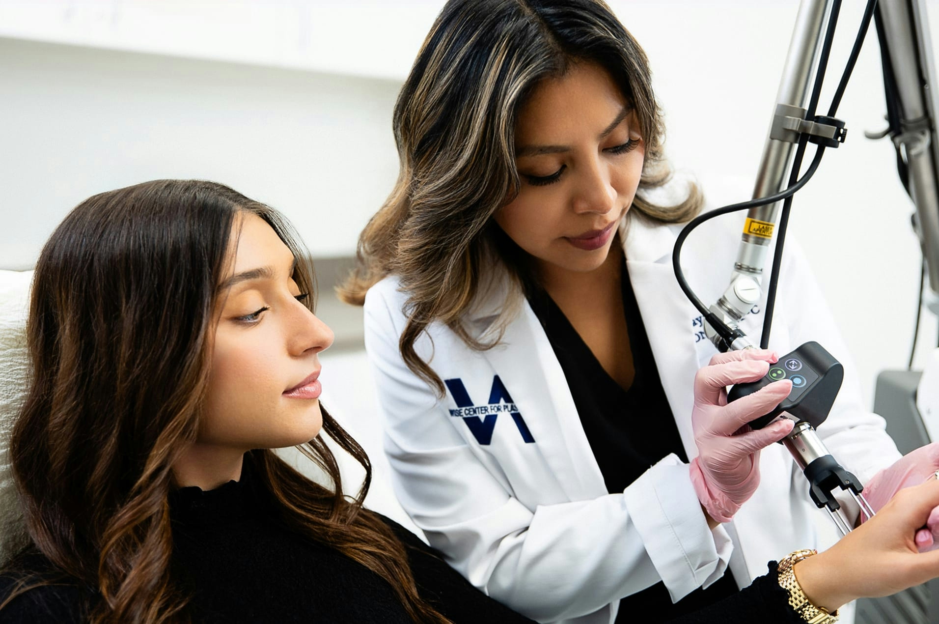 Woman and doctor during treatment