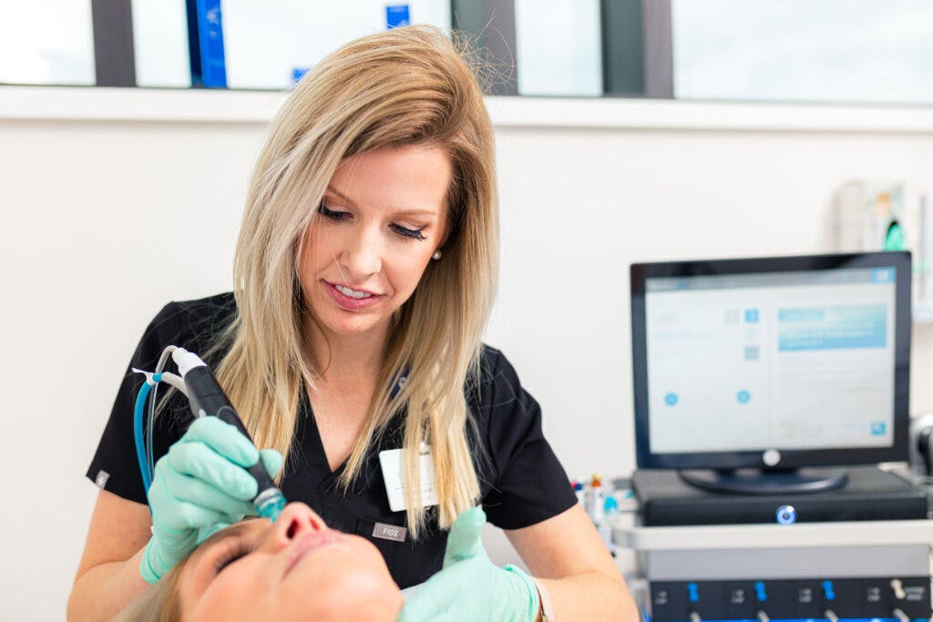 patient receiving skin treatment