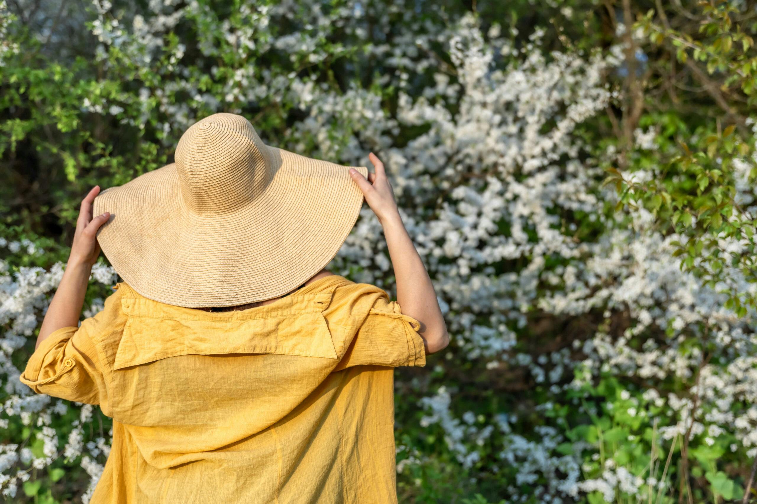 person wearing sun hat
