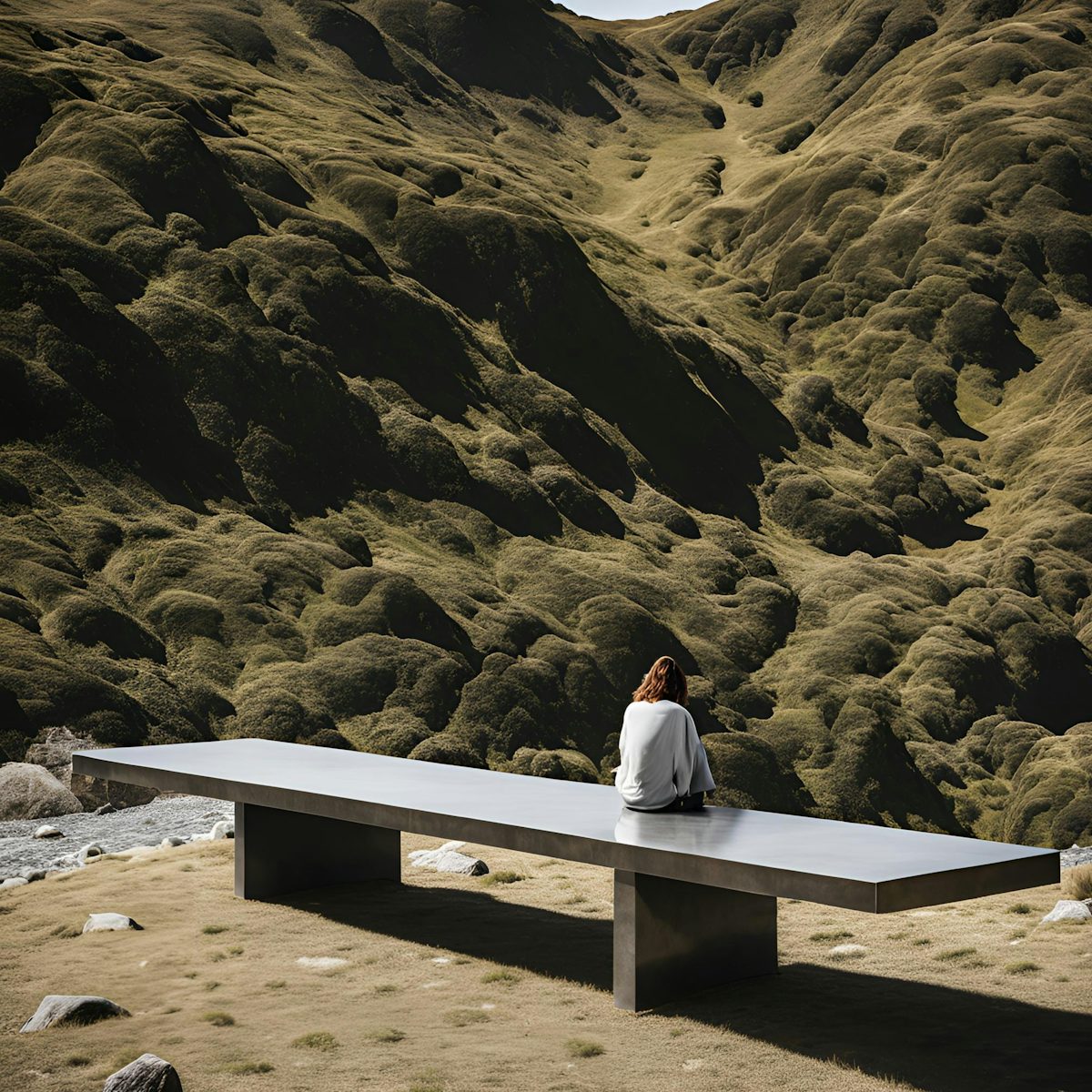 Green Concrete Bench atop a former rubbish dump