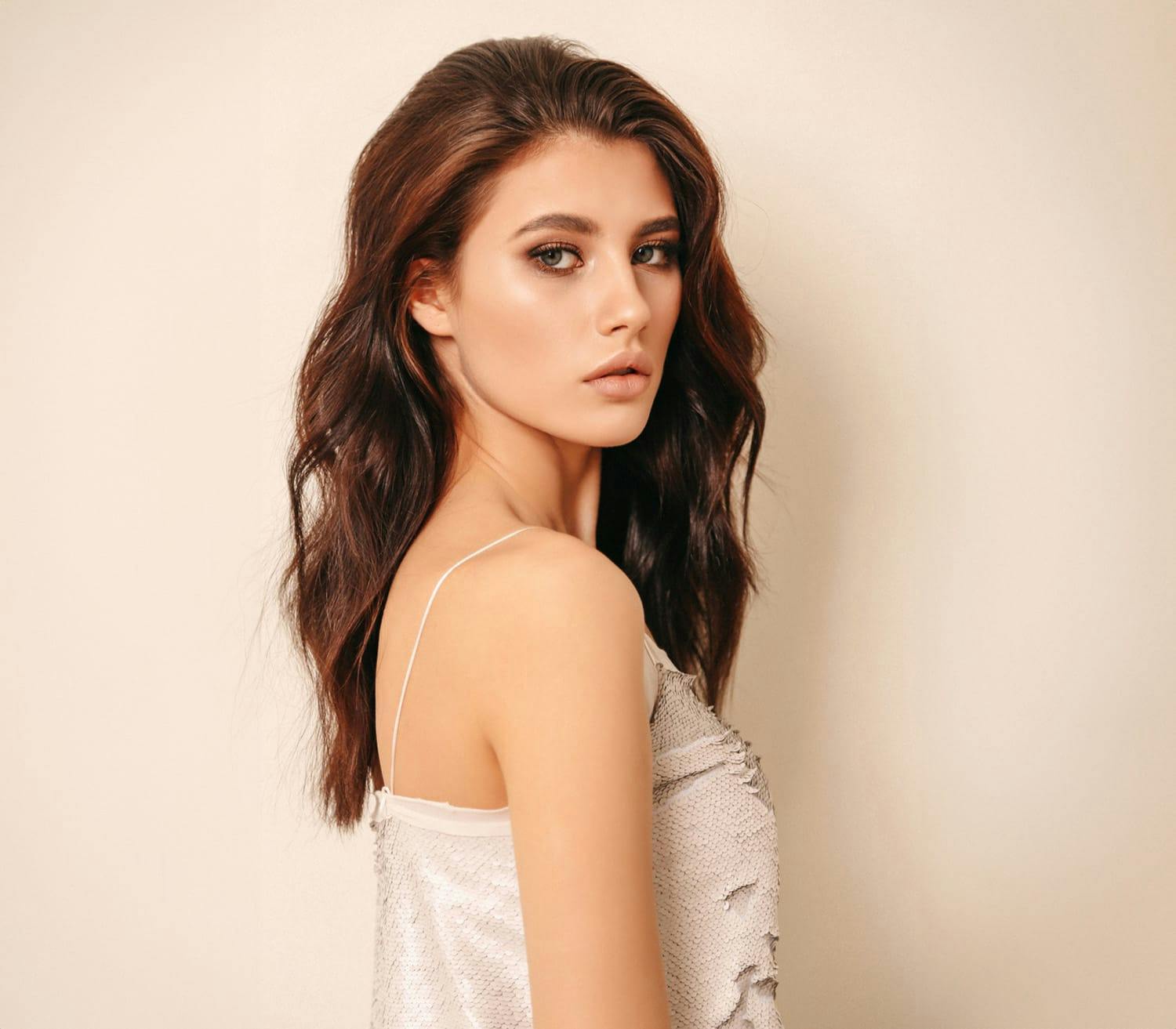 woman with long brown hair