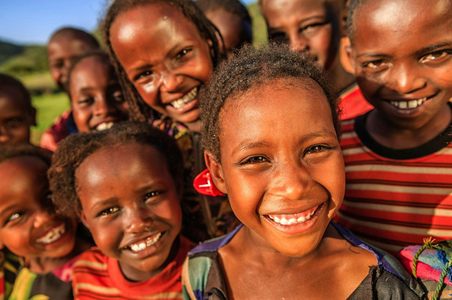 close-up of kids smiling for photo