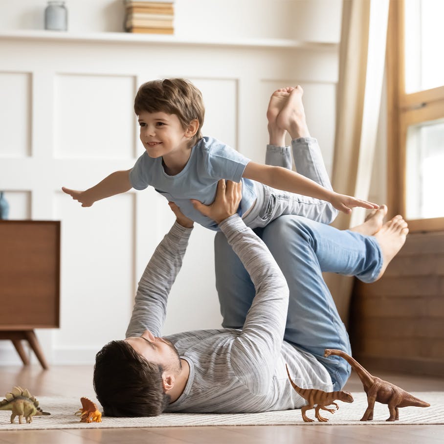 Dad playing with his son
