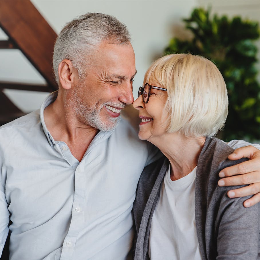 Middle-aged couple smiling together
