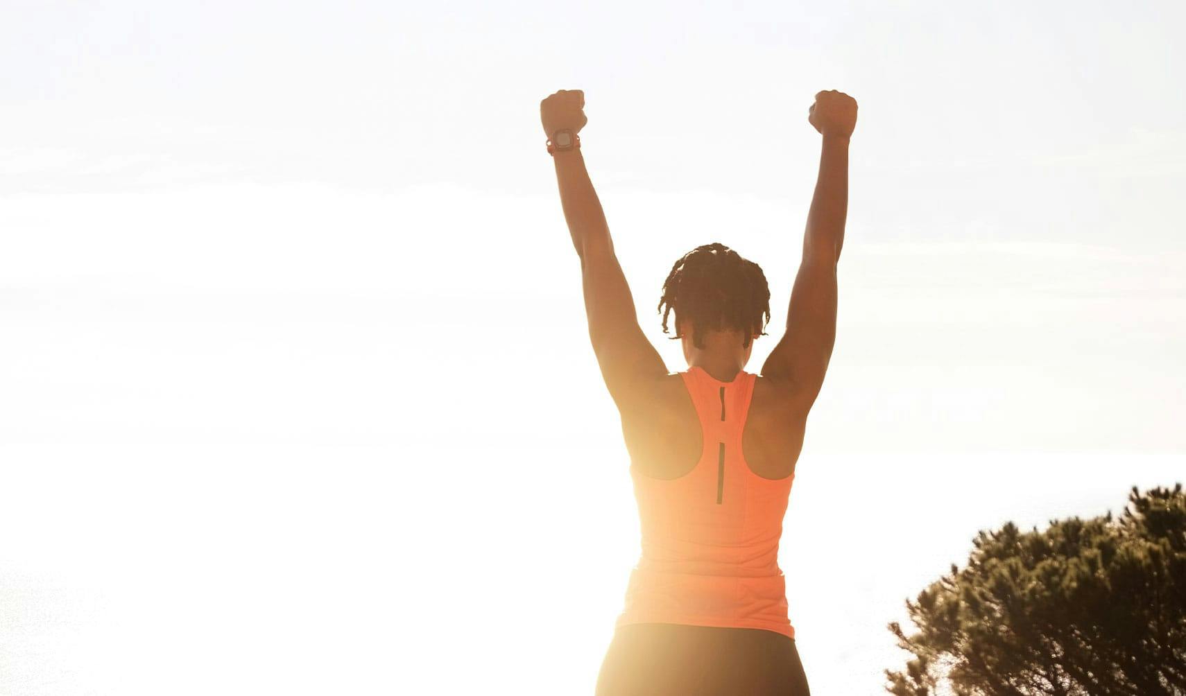 Woman with her arms in the air