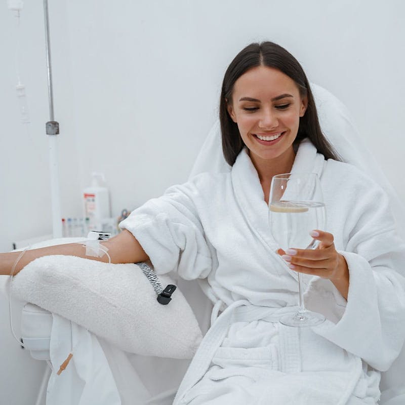 Woman receiving IV therapy at Serotonin Centers.