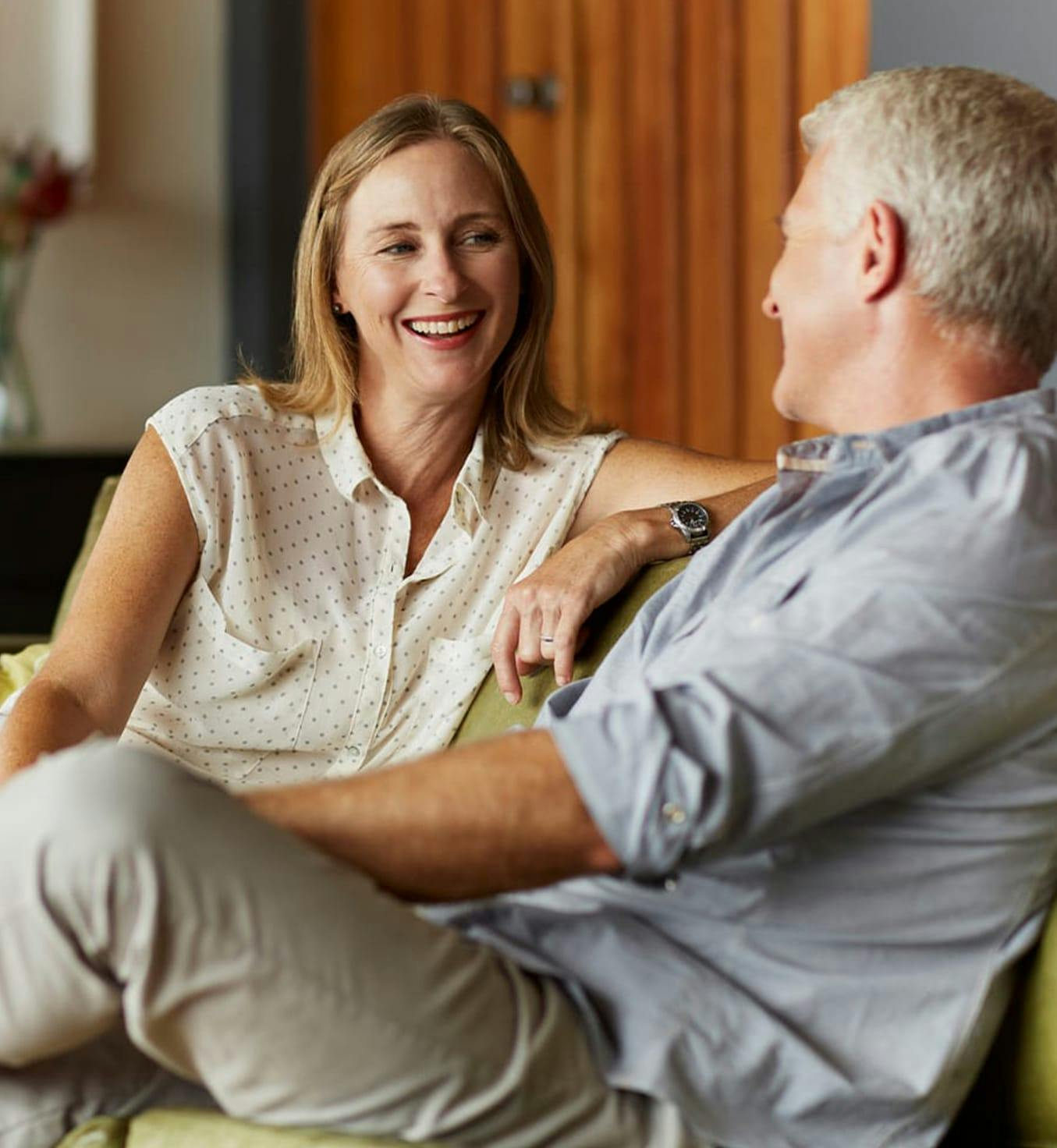 Man and woman sitting together