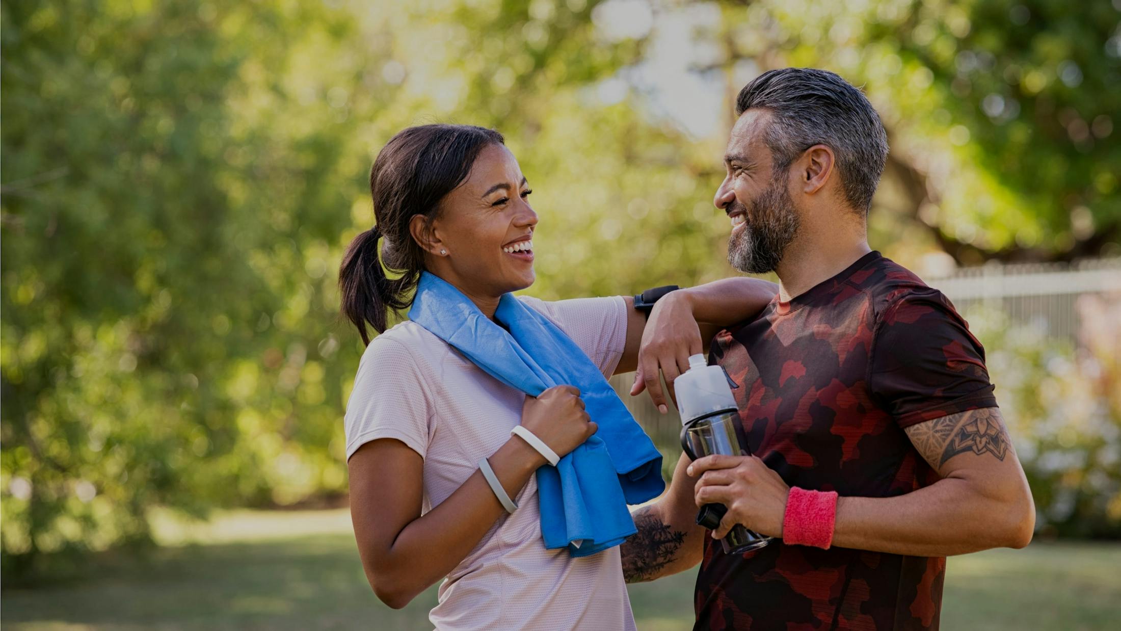Man and woman laughing