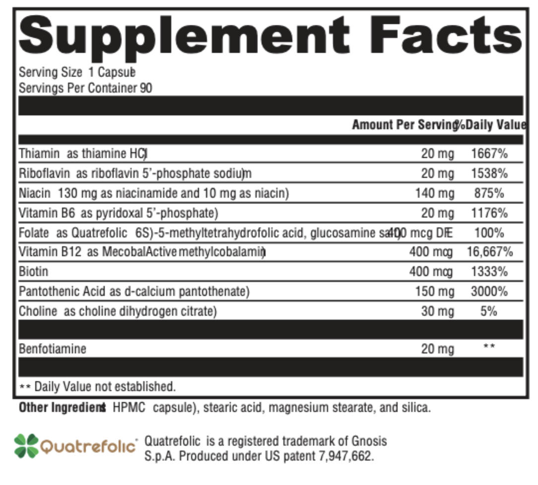 Supplement facts for B-ActivComplete