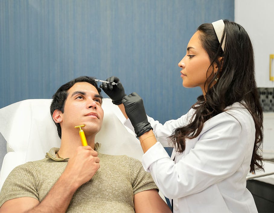 man receiving BOTOX injection in Del Mar, CA