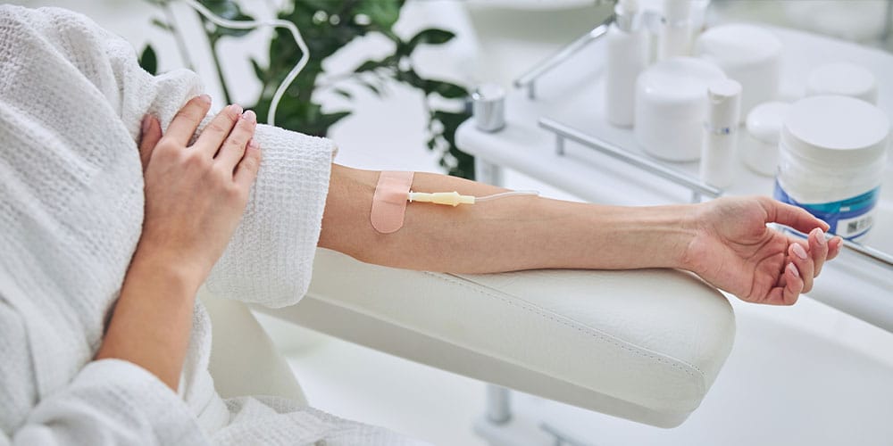 patient getting IV therapy