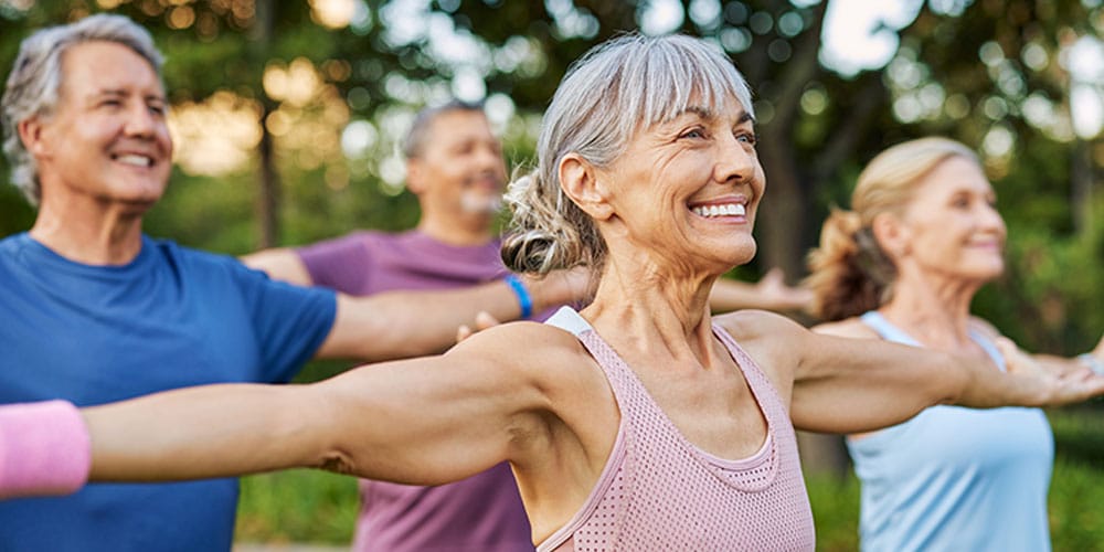 older people exercising after starting hormone therapy