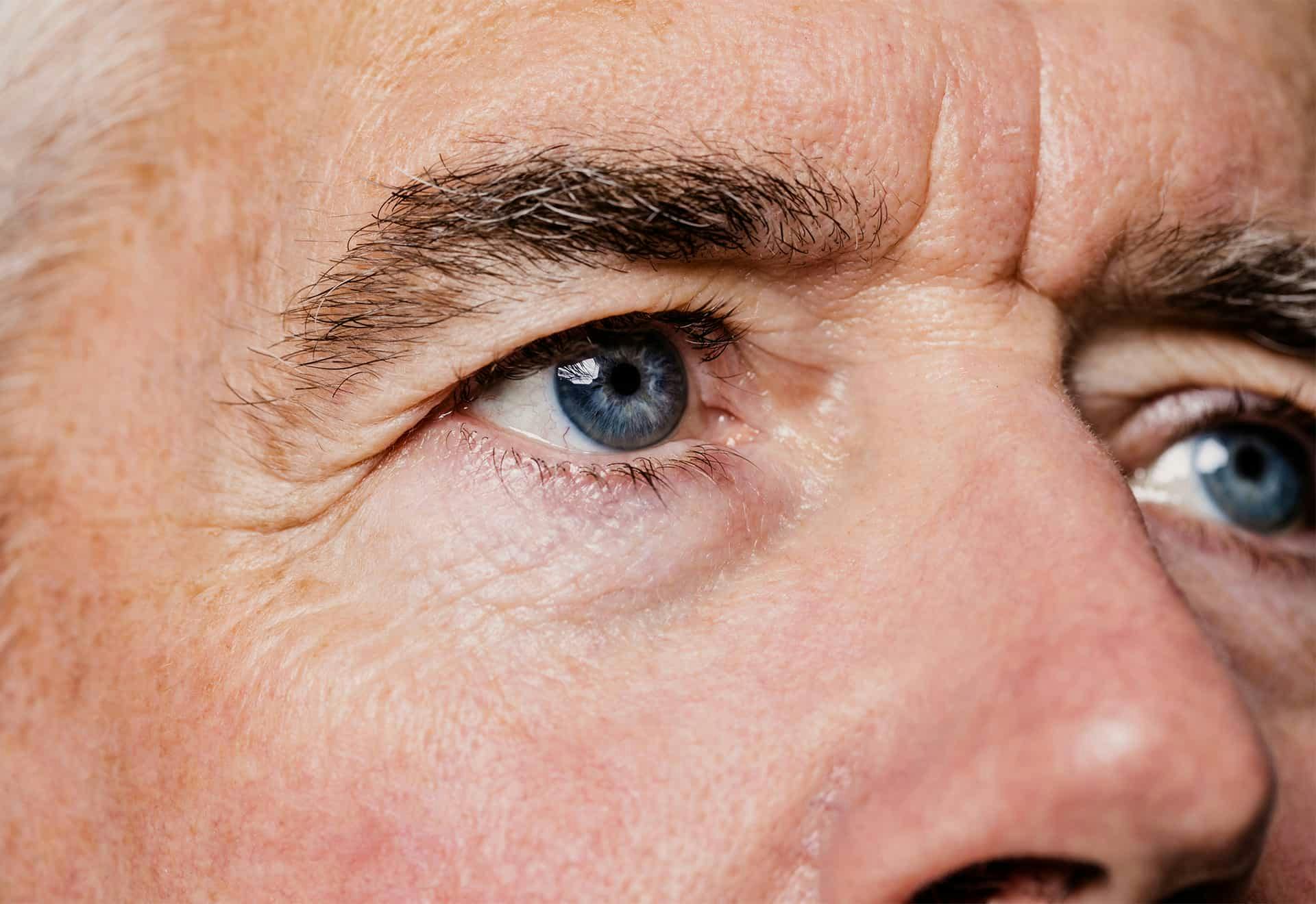 close up of mans eyes