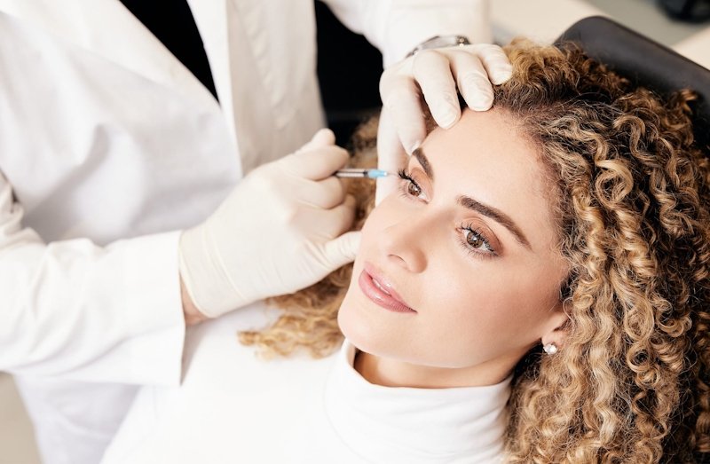 woman receiving facial filler