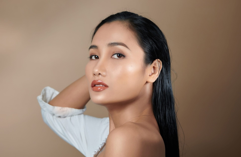 woman looking over her shoulder