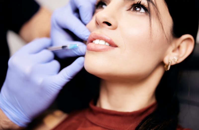 woman receiving lip filler