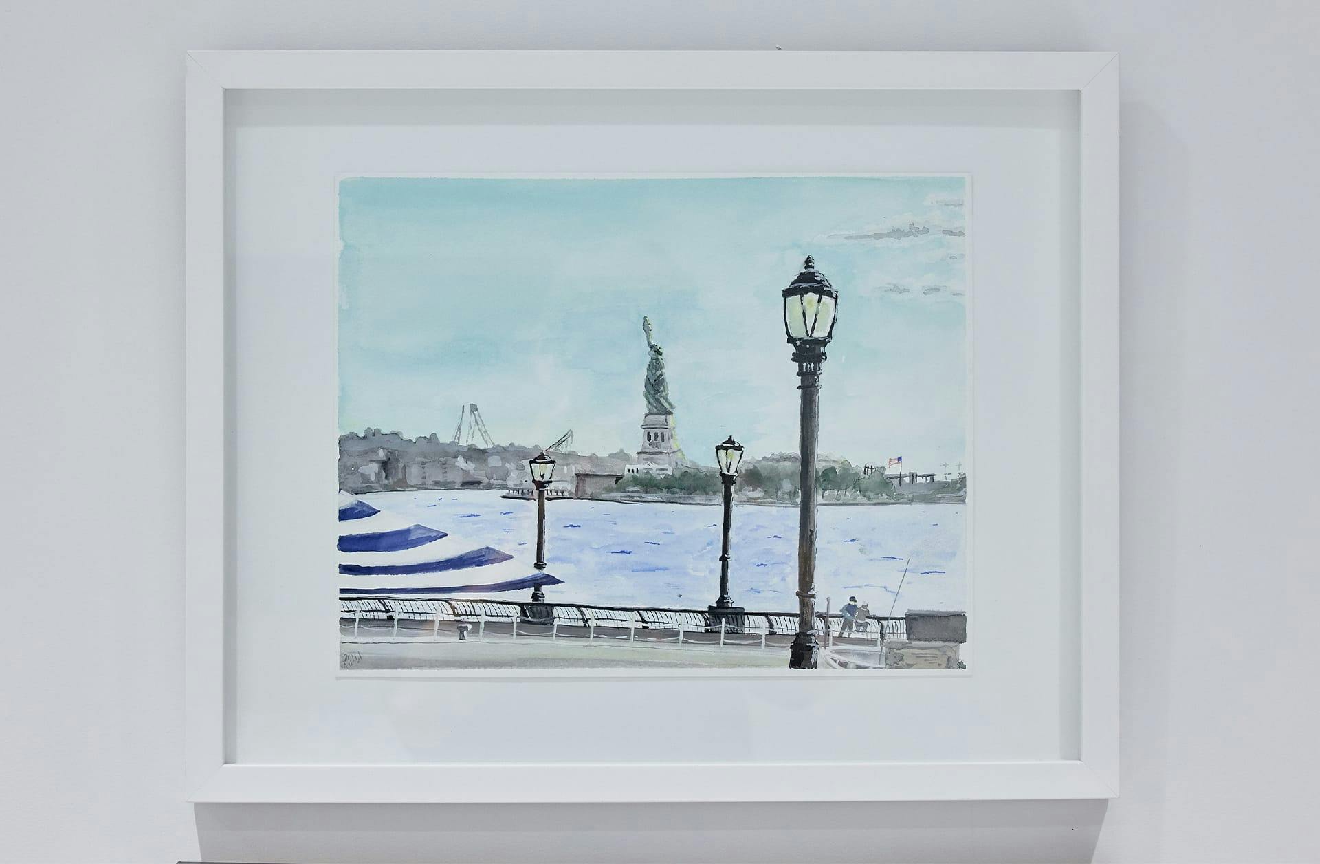 watercolor painting of the Statue of Liberty