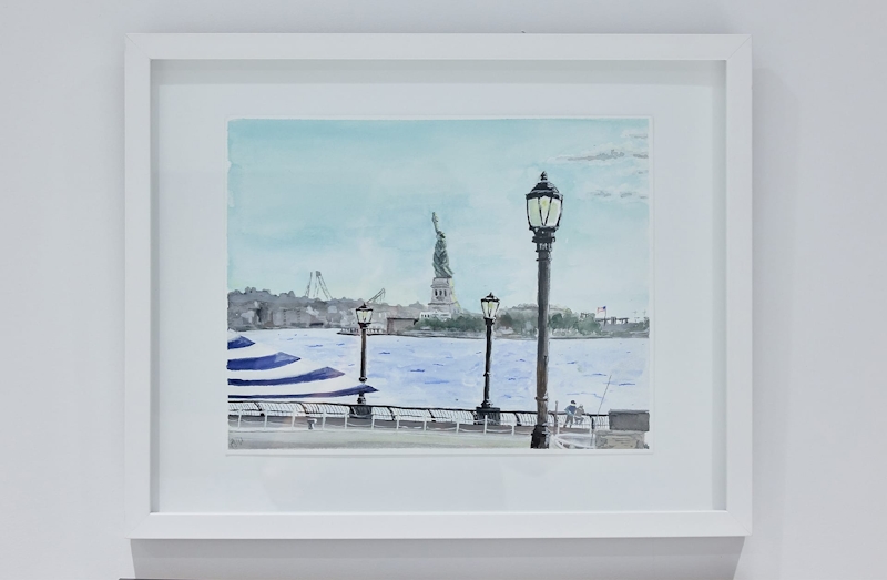 watercolor painting of the Statue of Liberty