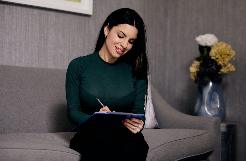 woman filling out forms