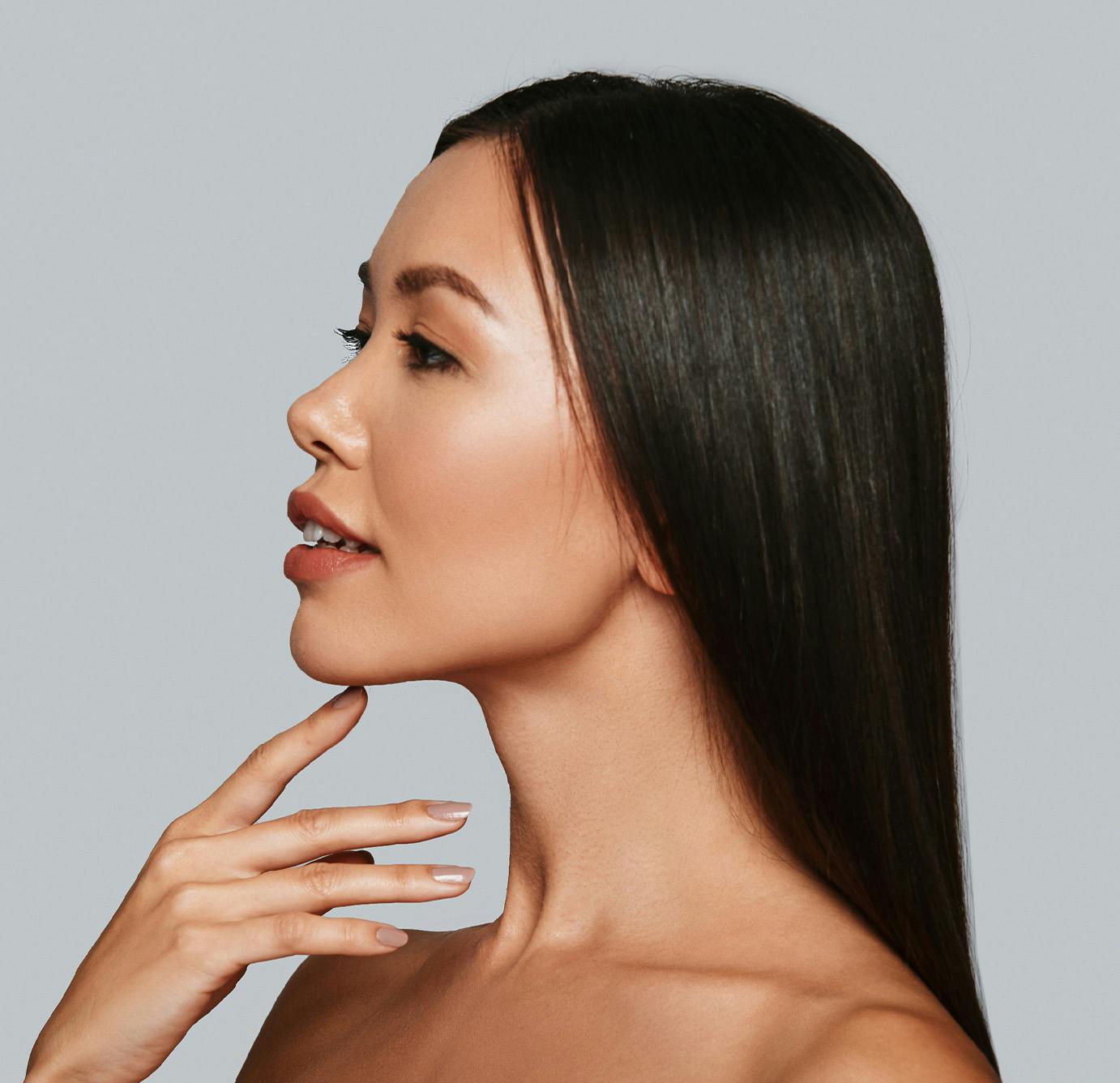 side angle of a lady with straight hair