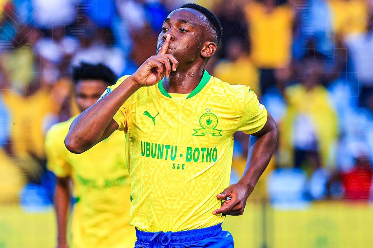 Jogador do Mamelodi Sundowns celebrando gol