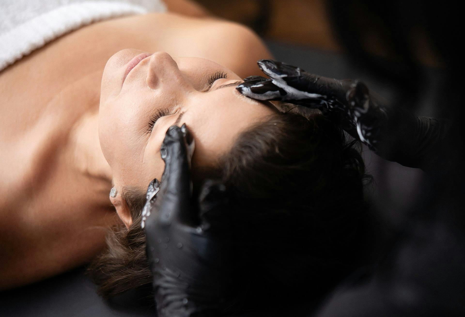 woman getting a head massage