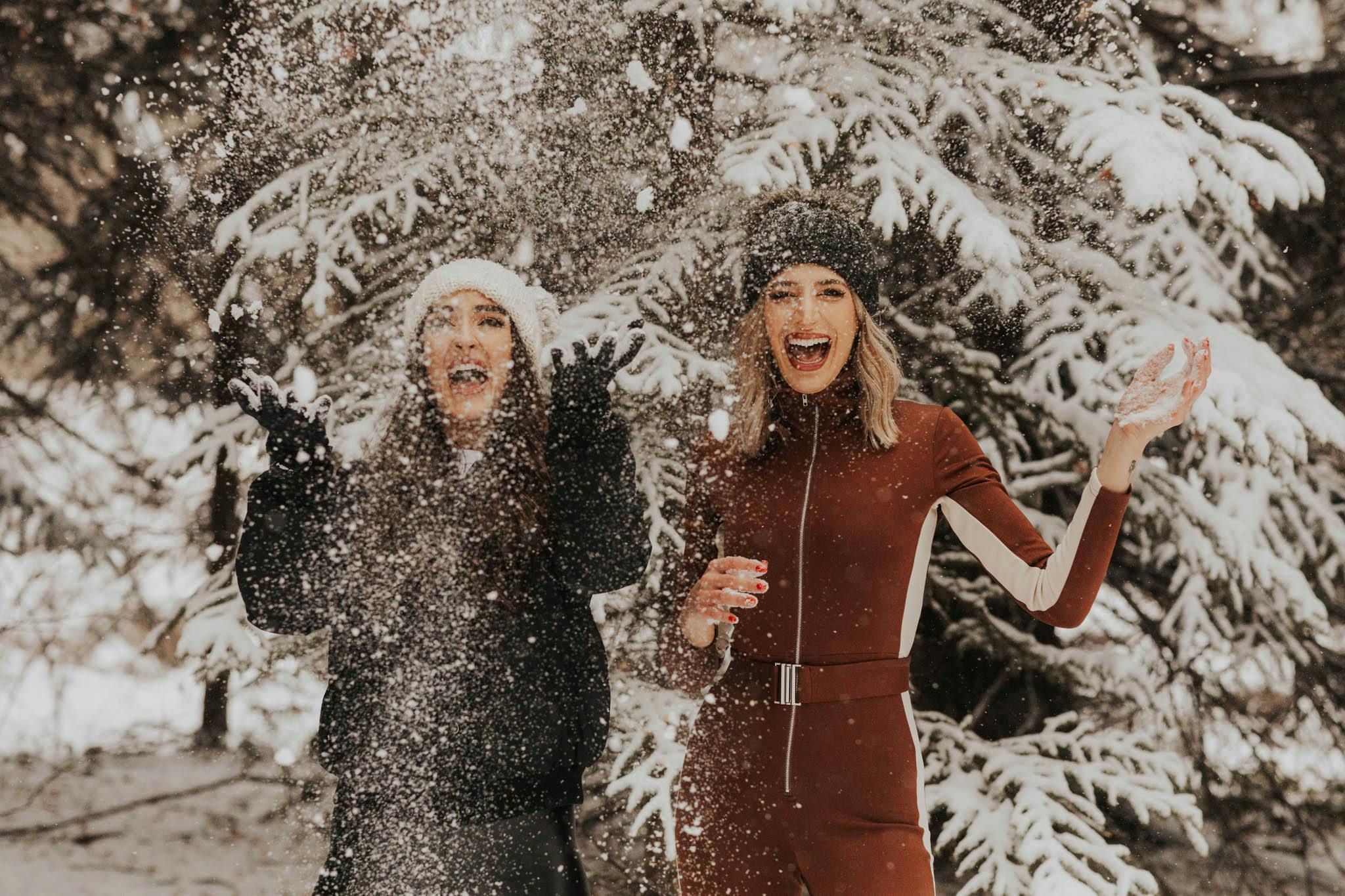 women outside in the snow