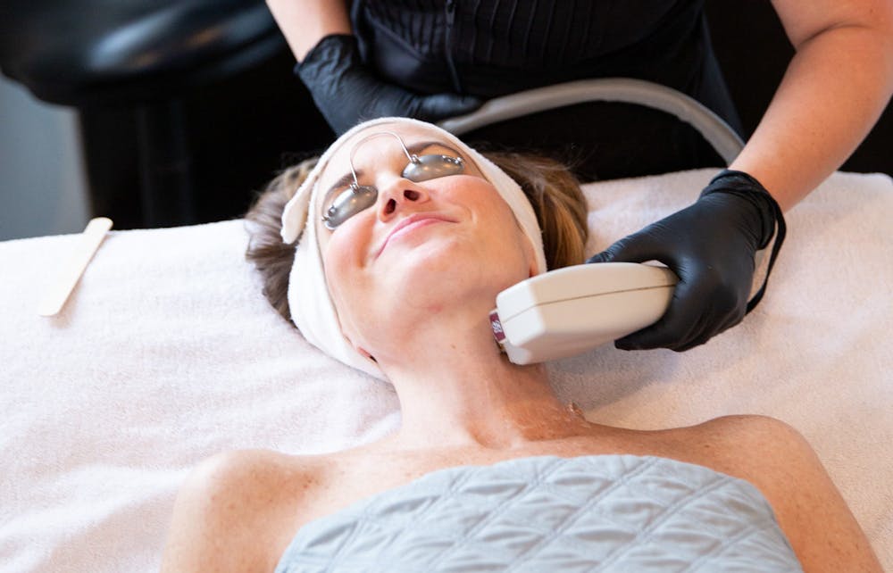 woman getting a nonsurgical face procedure