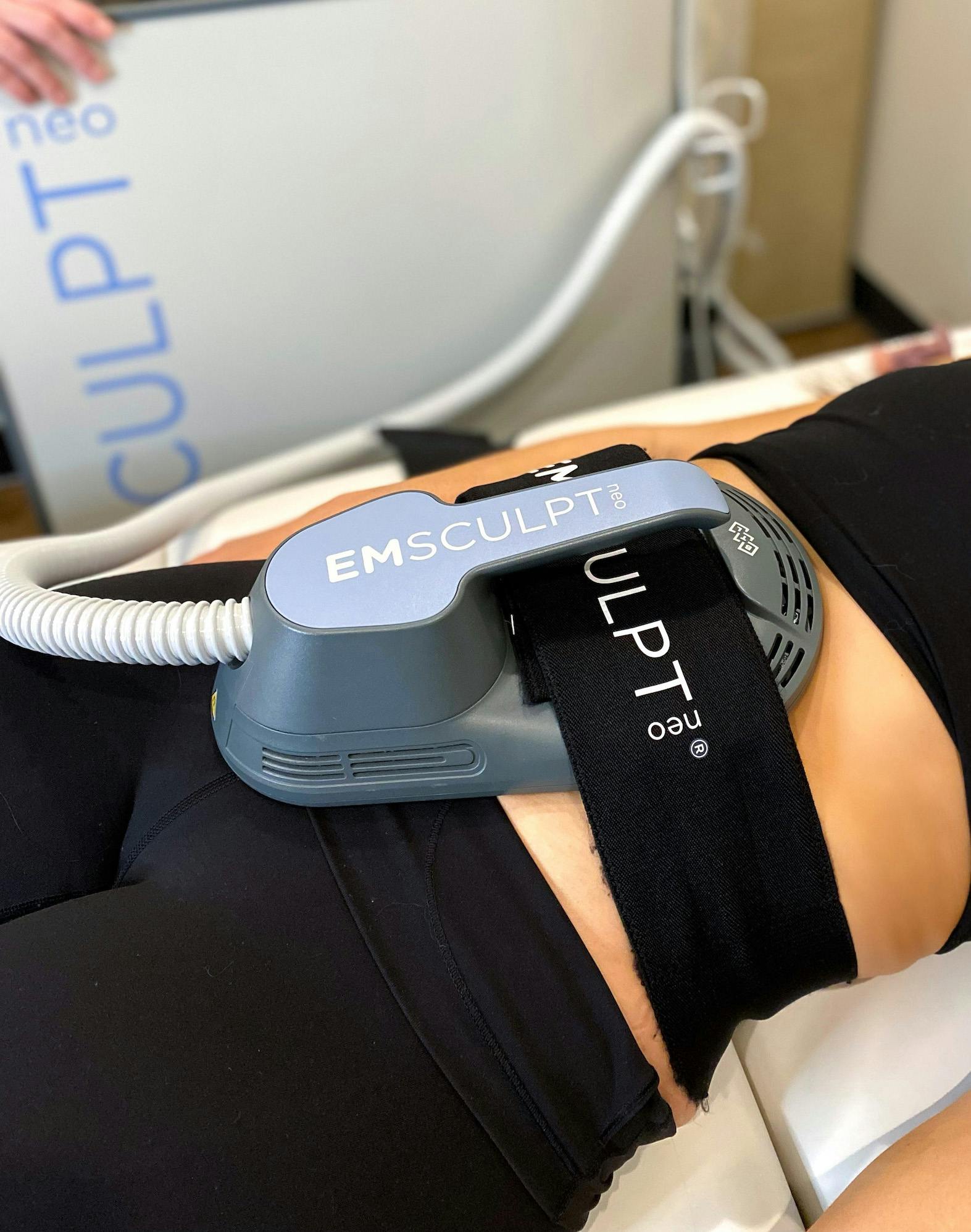 person undergoing emsculpt procedure