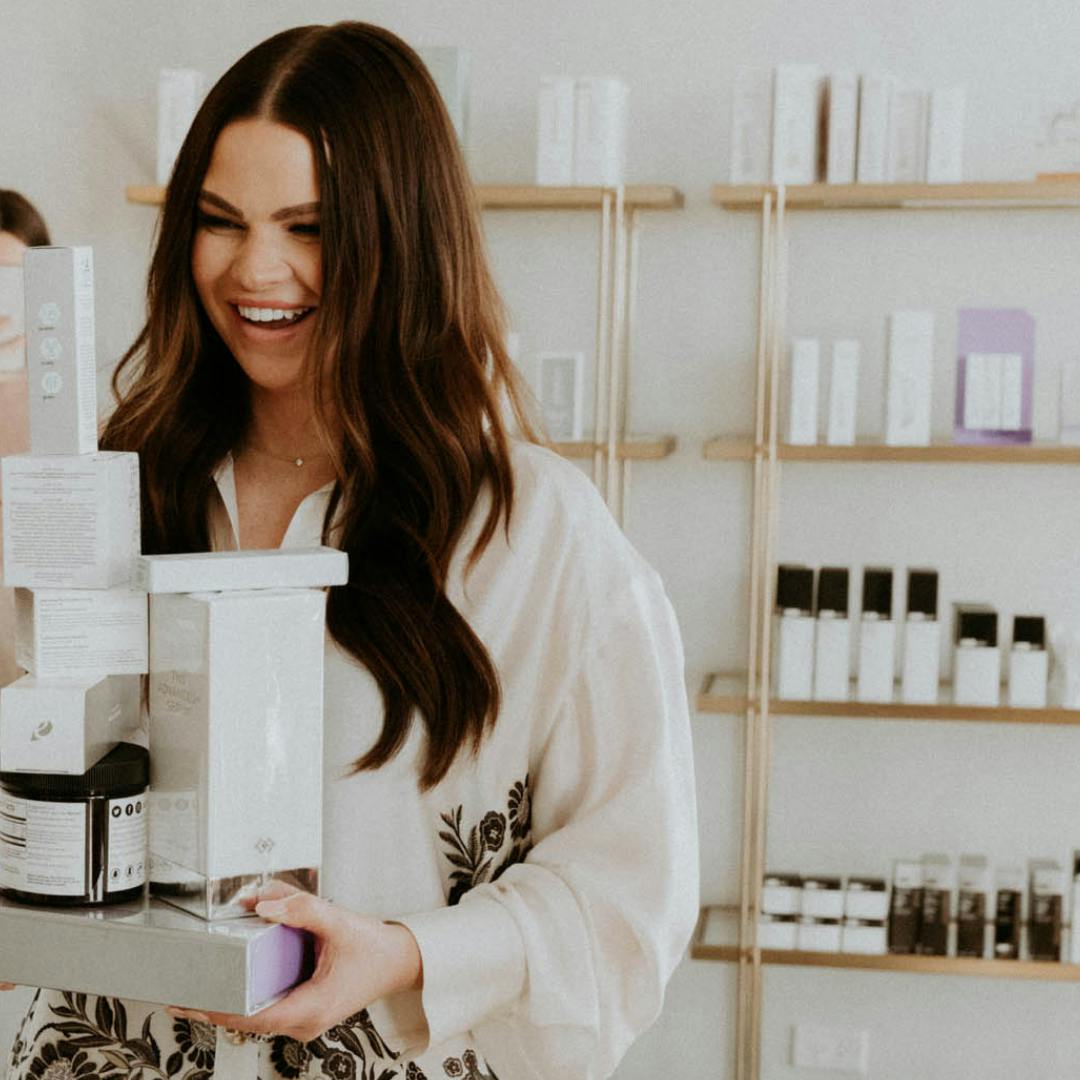 woman buying skincare products