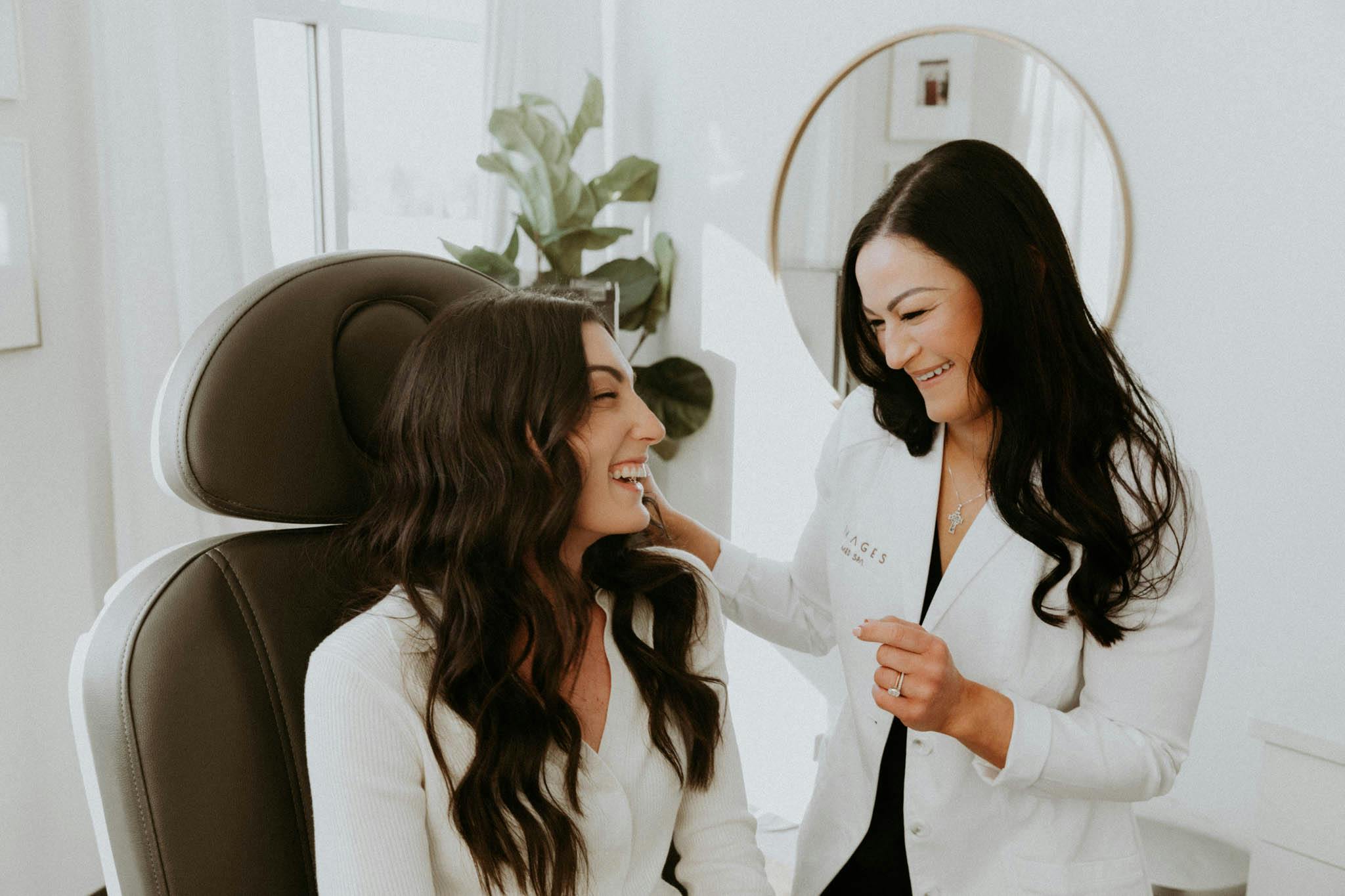 patient and staff laughing together