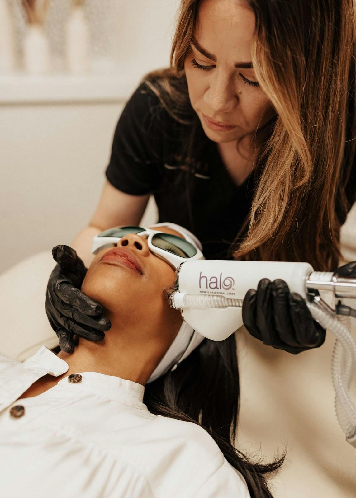 woman undergoing halo treatment