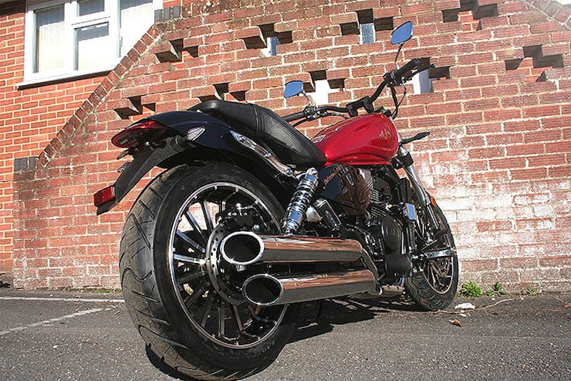 A 125cc cruiser from AJS – surely a contradiction in terms. Full of chrome and big slash cut pipes for under £3k