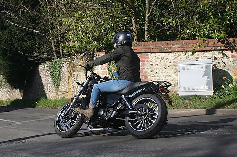 A 125cc cruiser from AJS – surely a contradiction in terms. Full of chrome and big slash cut pipes for under £3k