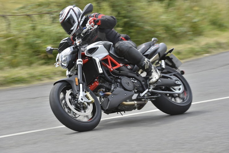 Aprilia Shiver 900 ridden into a corner quickly