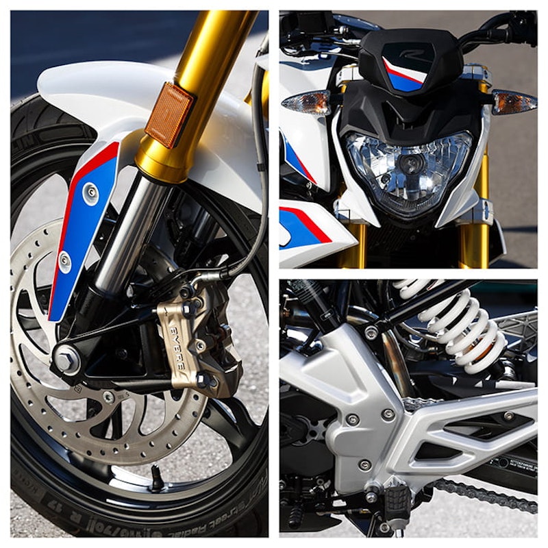 Brakes, forks, headlight and monoshock detail